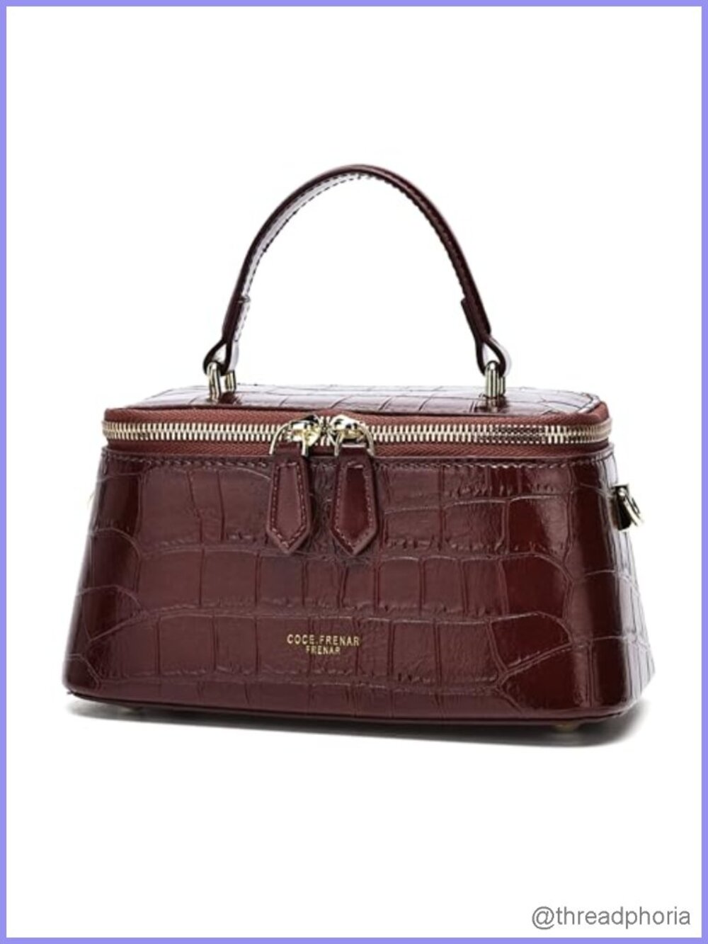 Women's Croc-Embossed Leather-Look Crossbody Bag Adjustable Shoulder Strap
